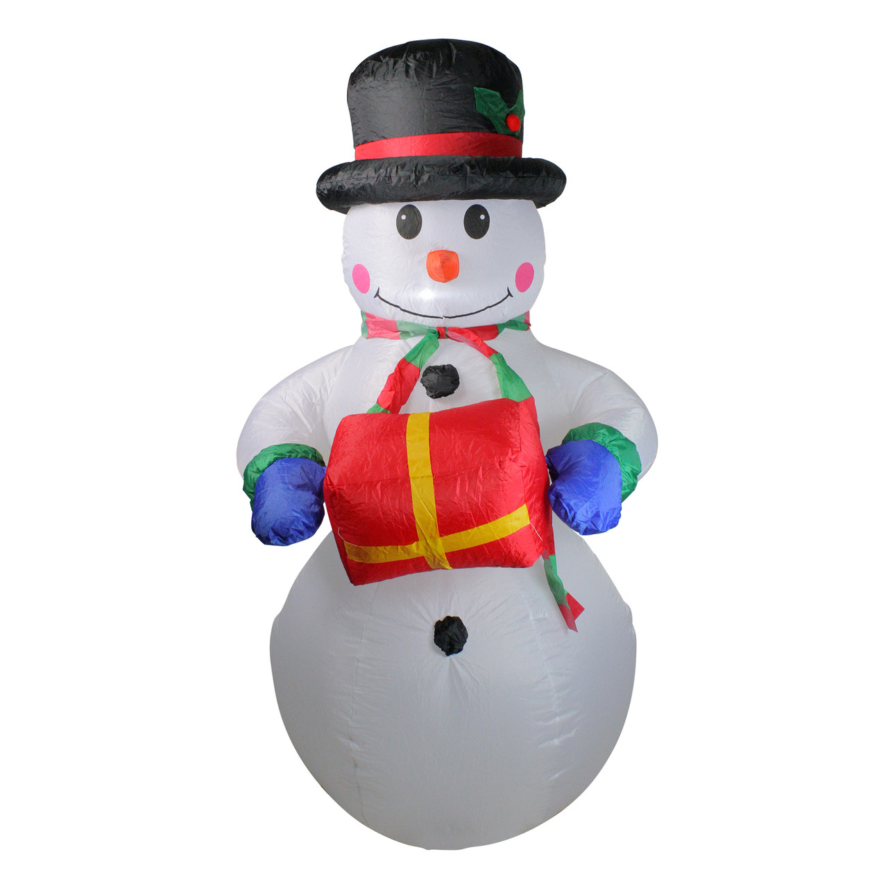 5' Pre-Lit White & Red Inflatable Lighted Snowman Christmas Yard