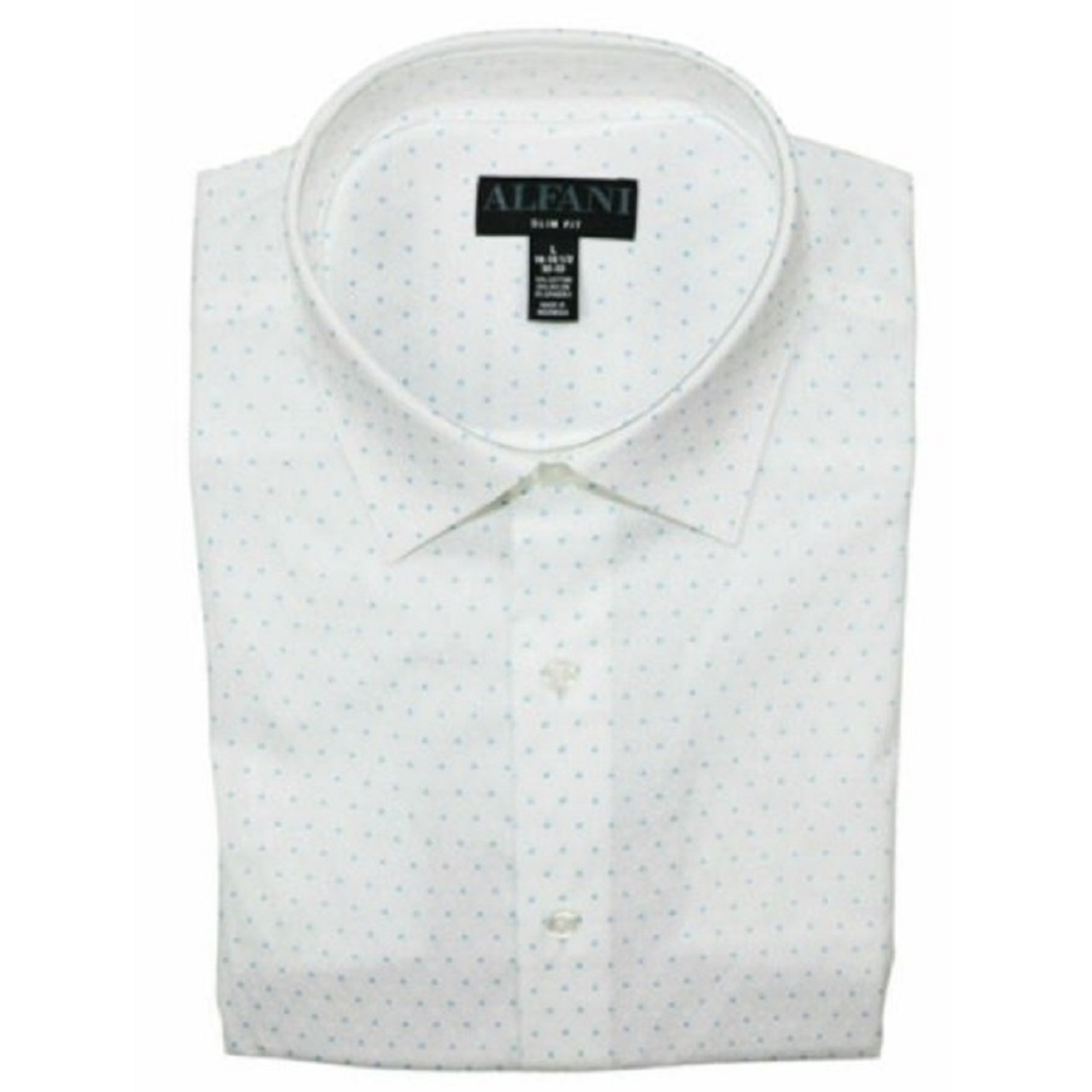 Alfani Men's White Geometric Collared Dress Shirt White Size 16.5- 32/33