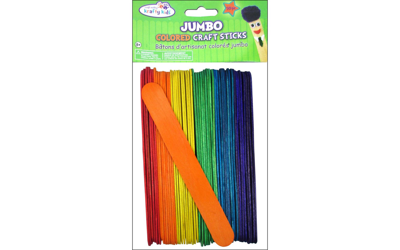 A Miniature Sleigh Jumbo Craft Sticks - Multi Color Colored Popsicle Sticks  50pc Large Craft Sticks