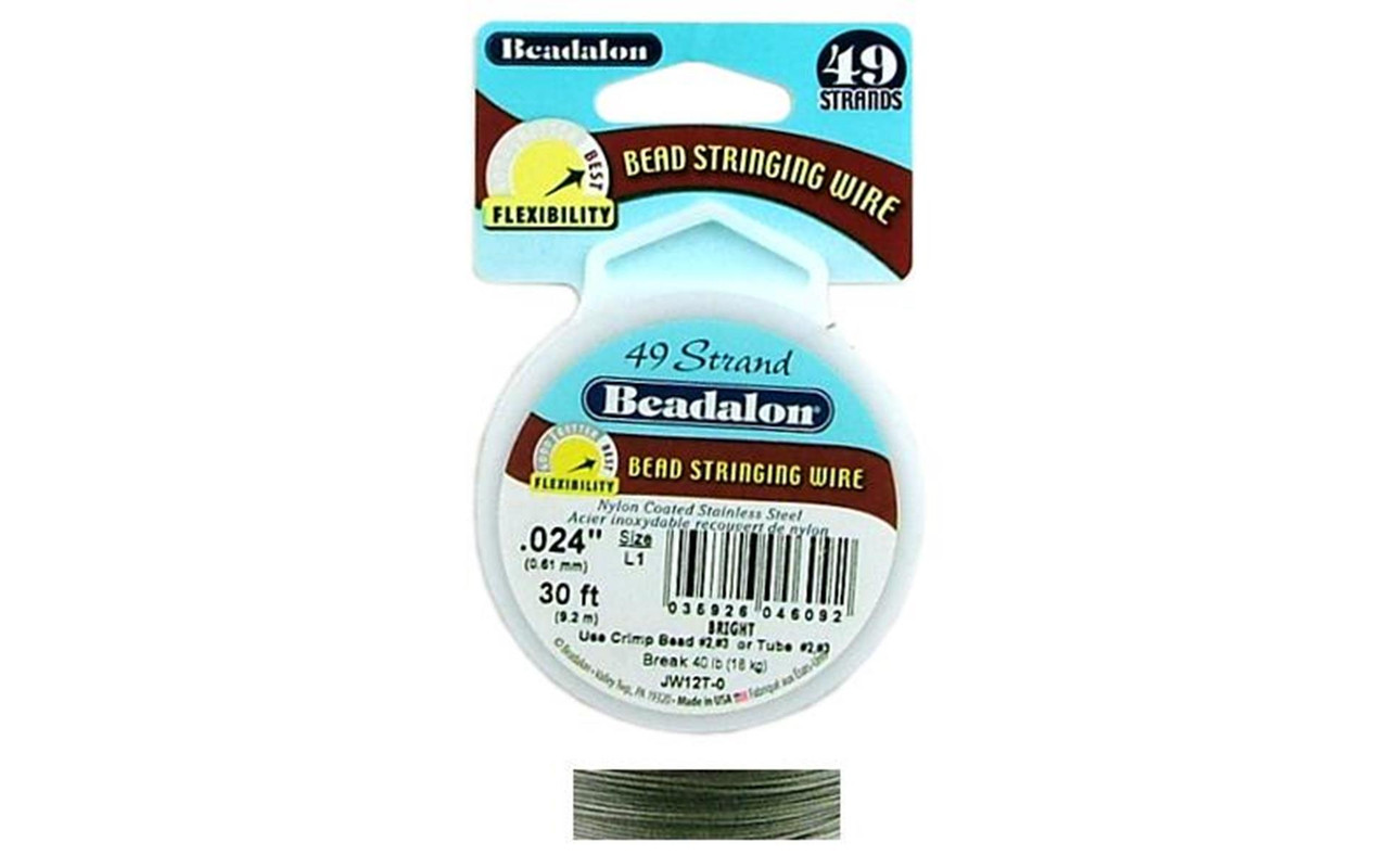 Beading, Wire, Nylon Coated, Stainless Steel, 7 Strand, .024 Bright 300 Feet