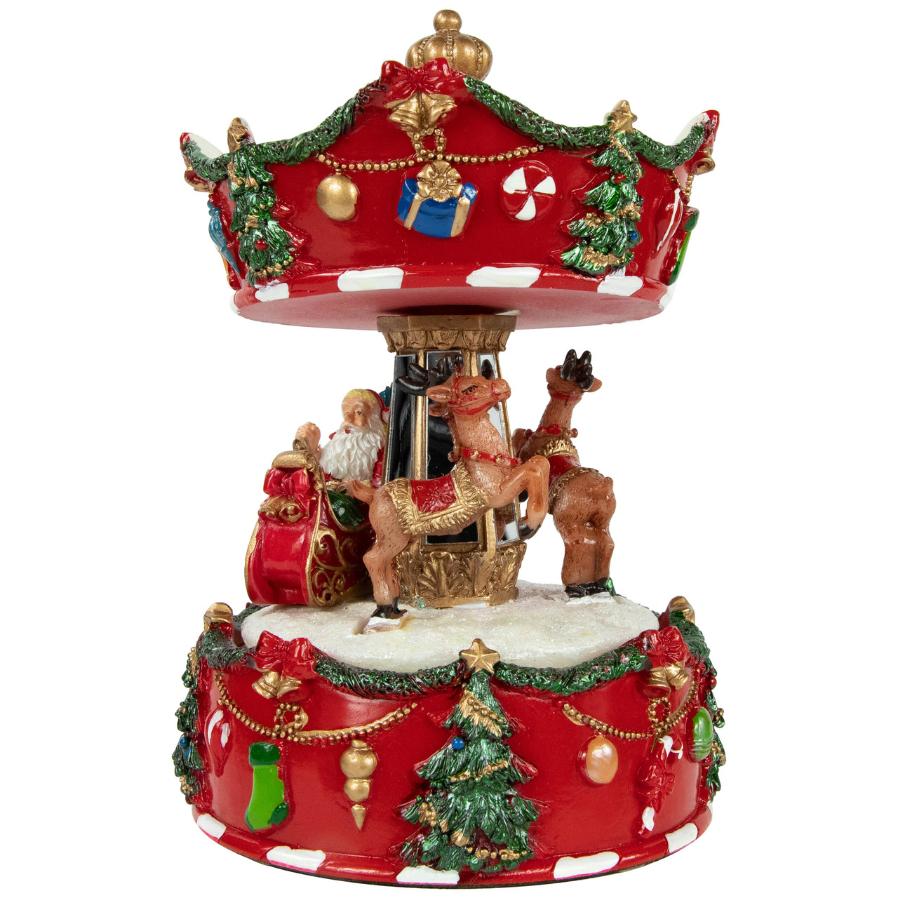 Santa with Sleigh & Reindeer Animated Musical Christmas Carousel - 6.5 ...