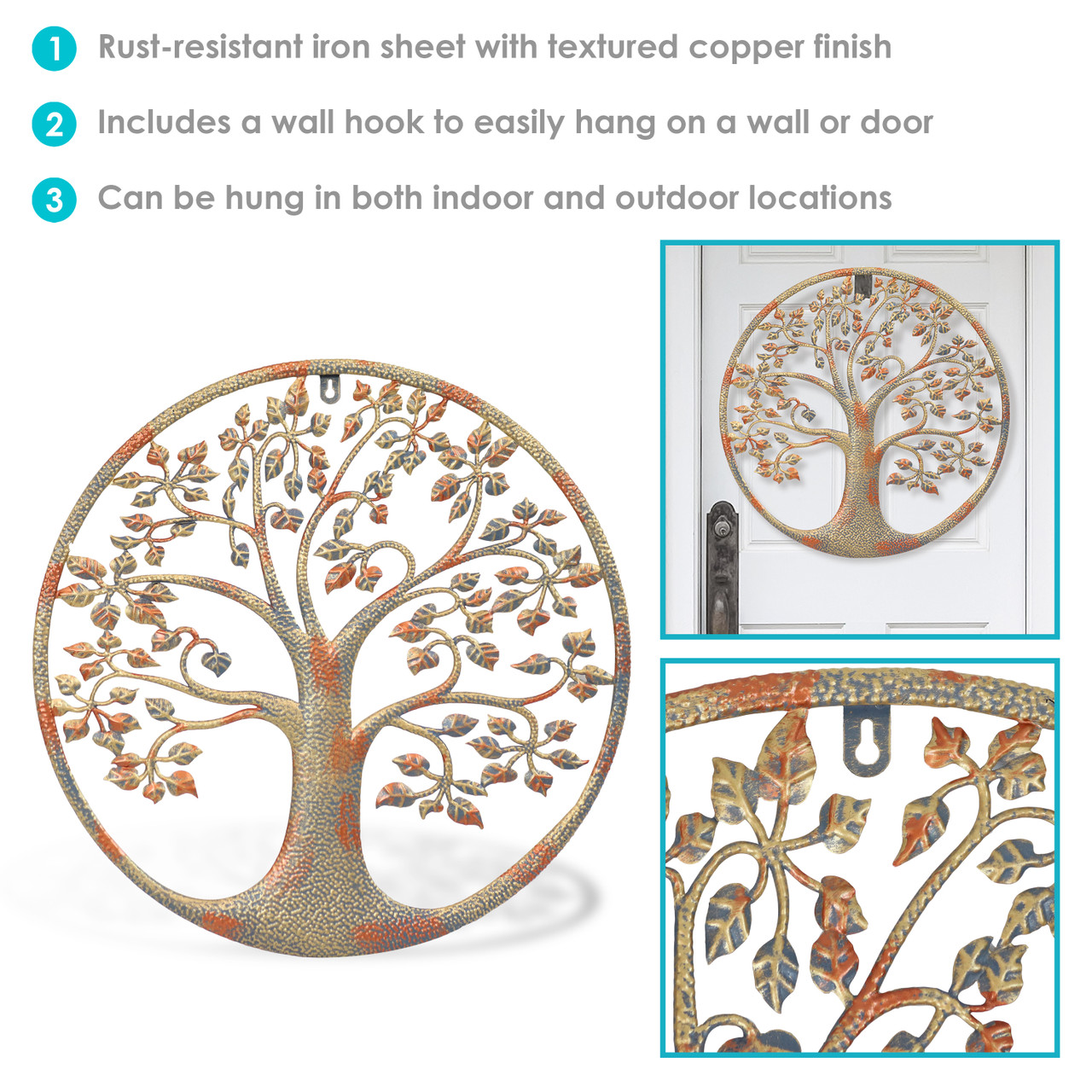 Tree of Life Metal Indoor/Outdoor Hanging Wall Art 19.5" H