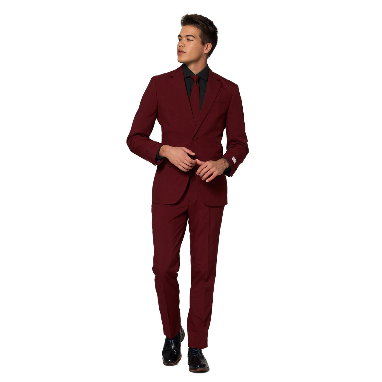 Burgundy Red Classic Solid Men's Adult Prom Slim Fit Suit US44