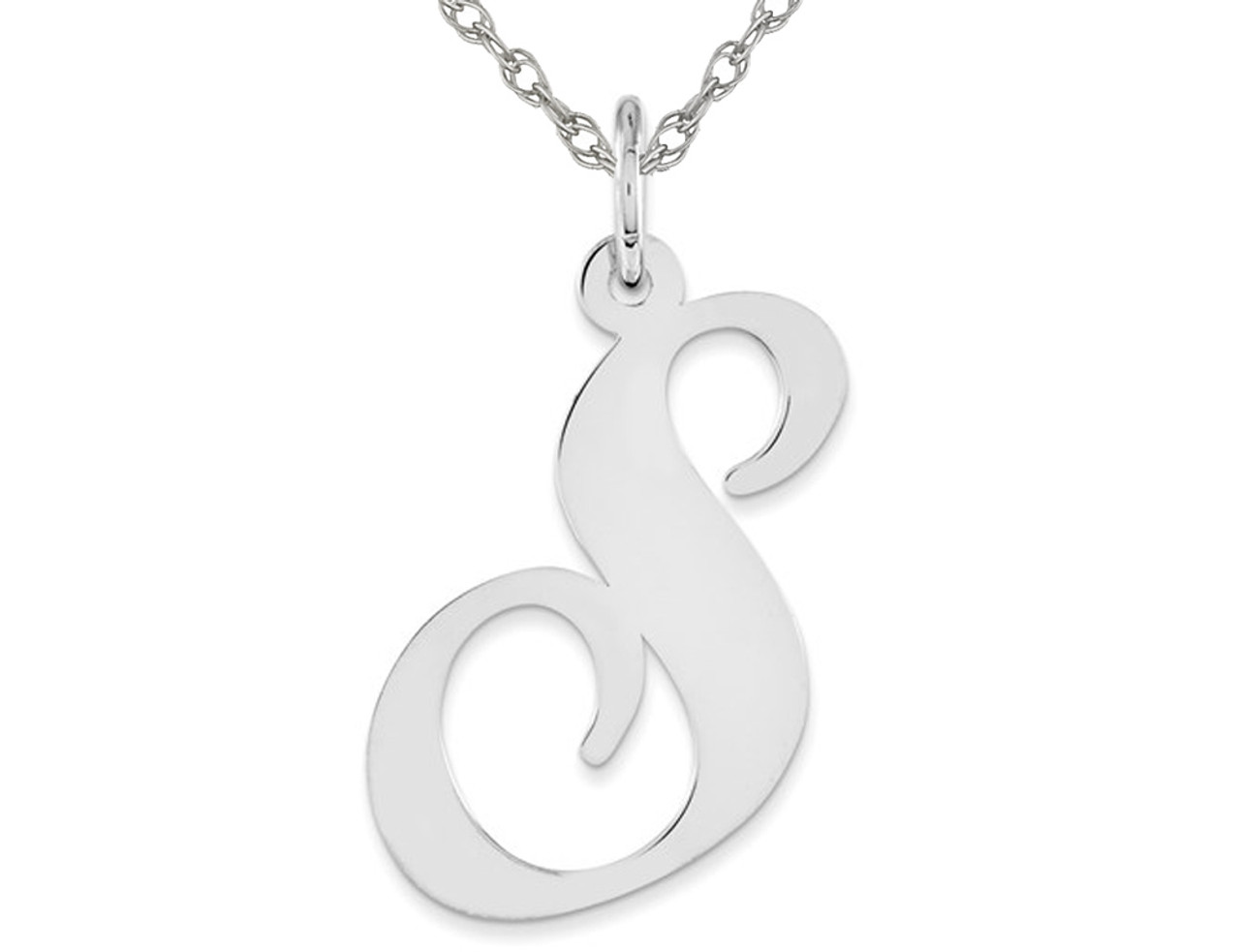 Sterling Silver Script Initial S Pendant Necklace | Letter S Necklace