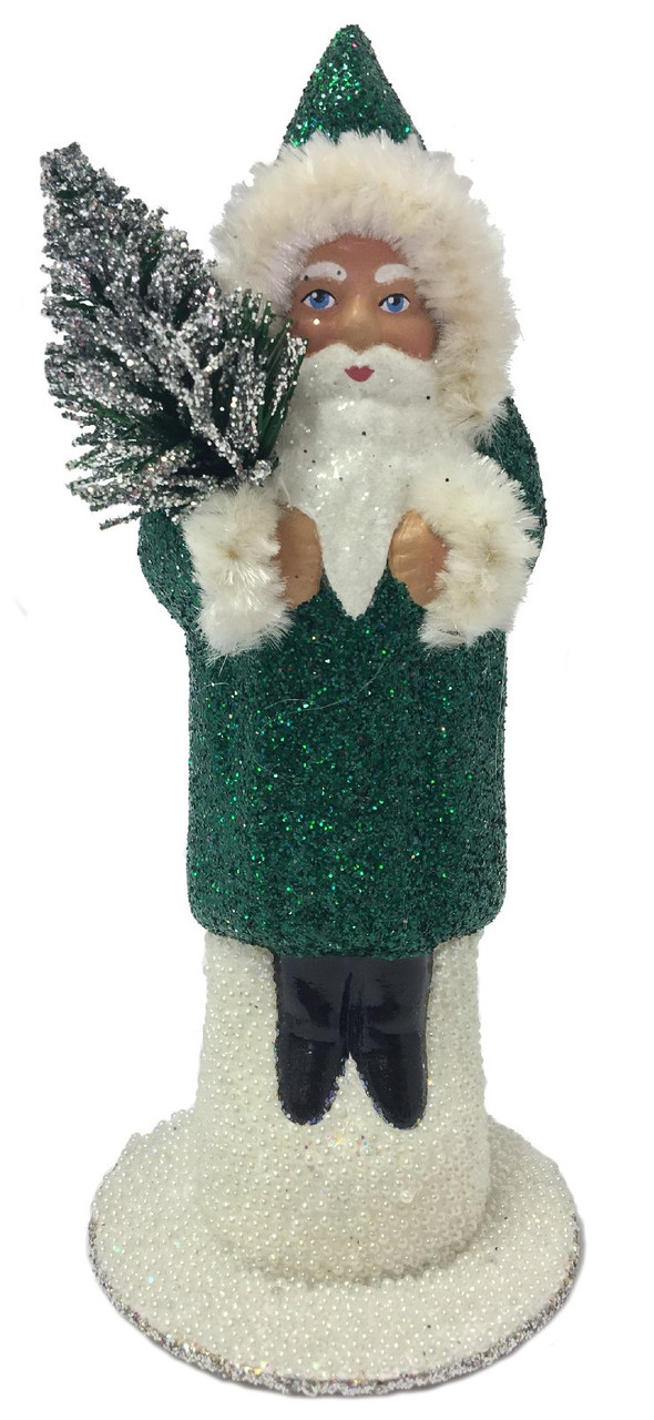 Ino Schaller Glitter Santa German Paper Mache Candy Container - Thumbnail 5