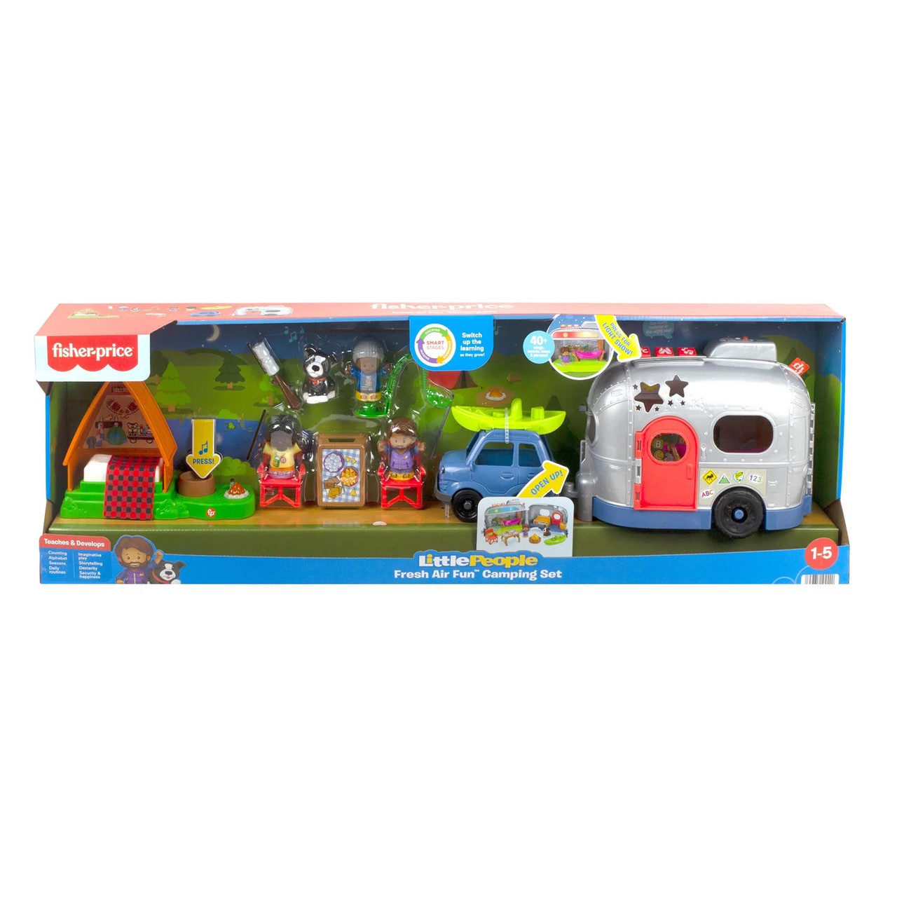 Fisher-Price Little People Light-Up Learning Camper Electronic Toy RV for  Toddlers, 8 Pieces