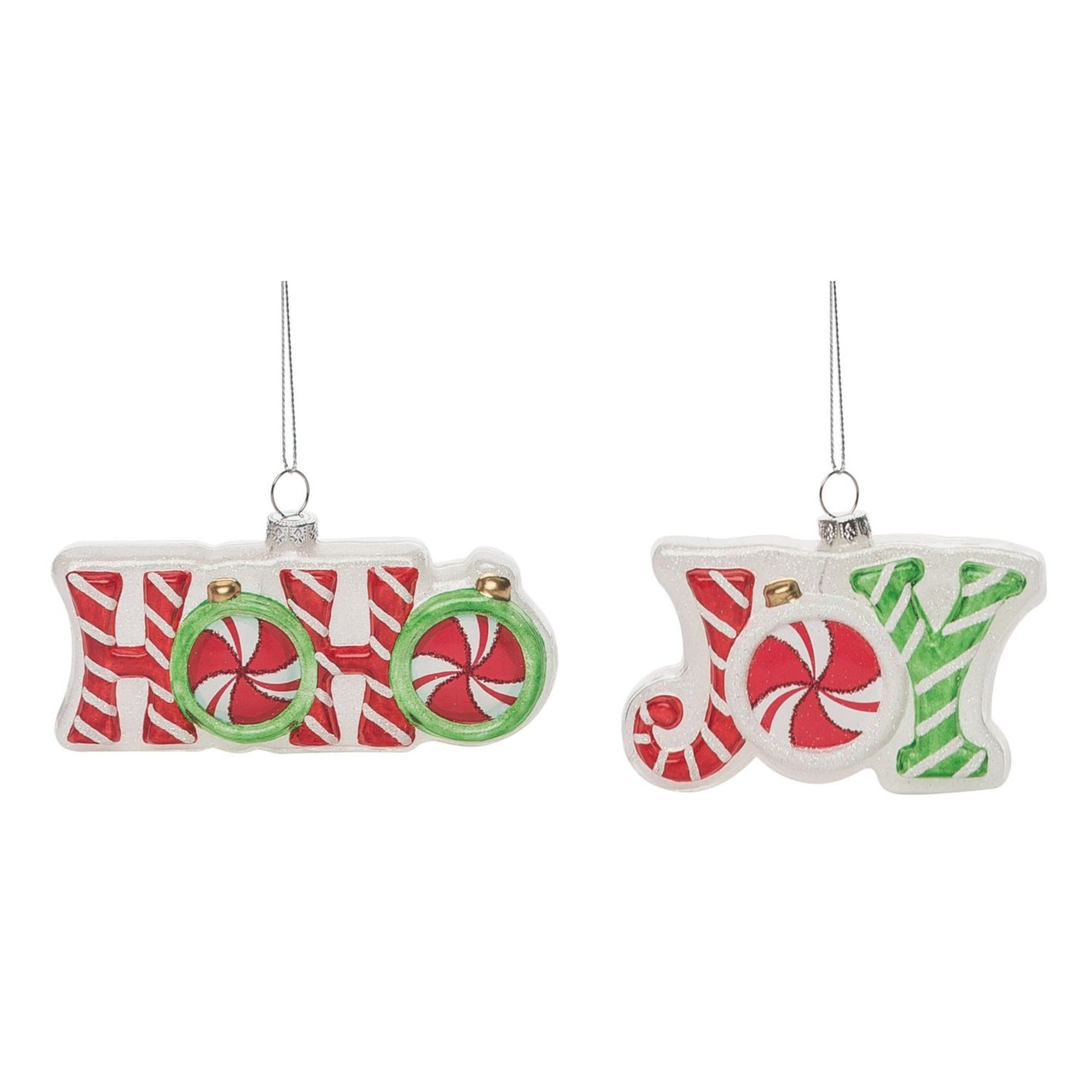 Glass Candy Ornament Set of 2