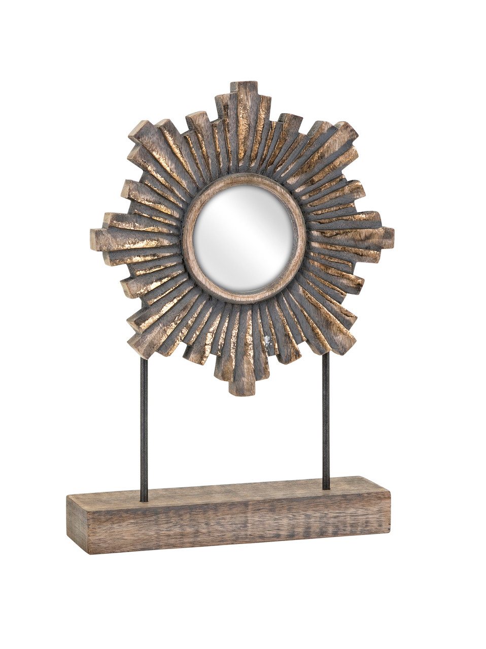 Northlight Floral Sunburst Matte Black Round Mirrors 9.5