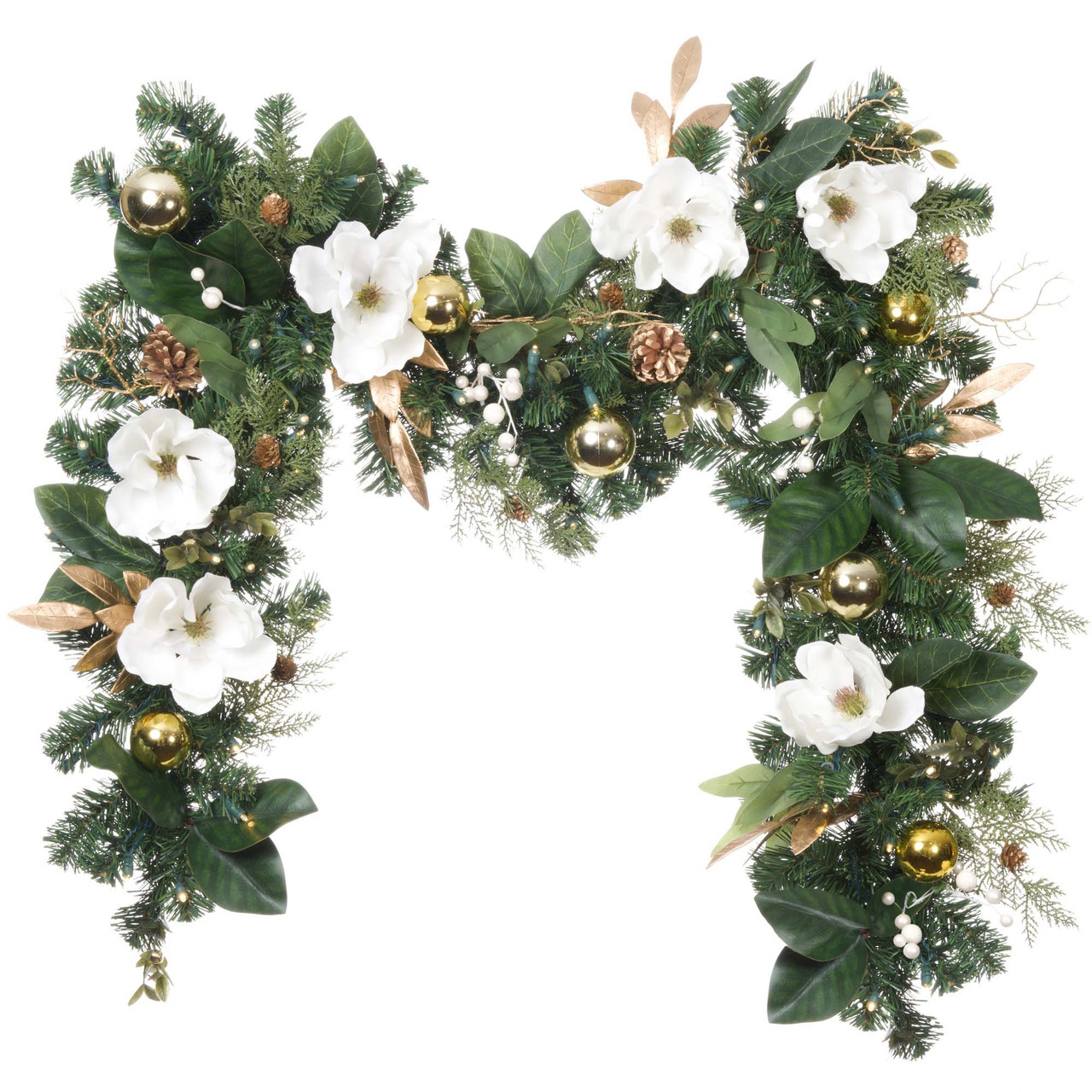 Northlight 9' x 10 Pre-Lit Vermont White Pine Artificial Christmas  Garland, Clear Lights