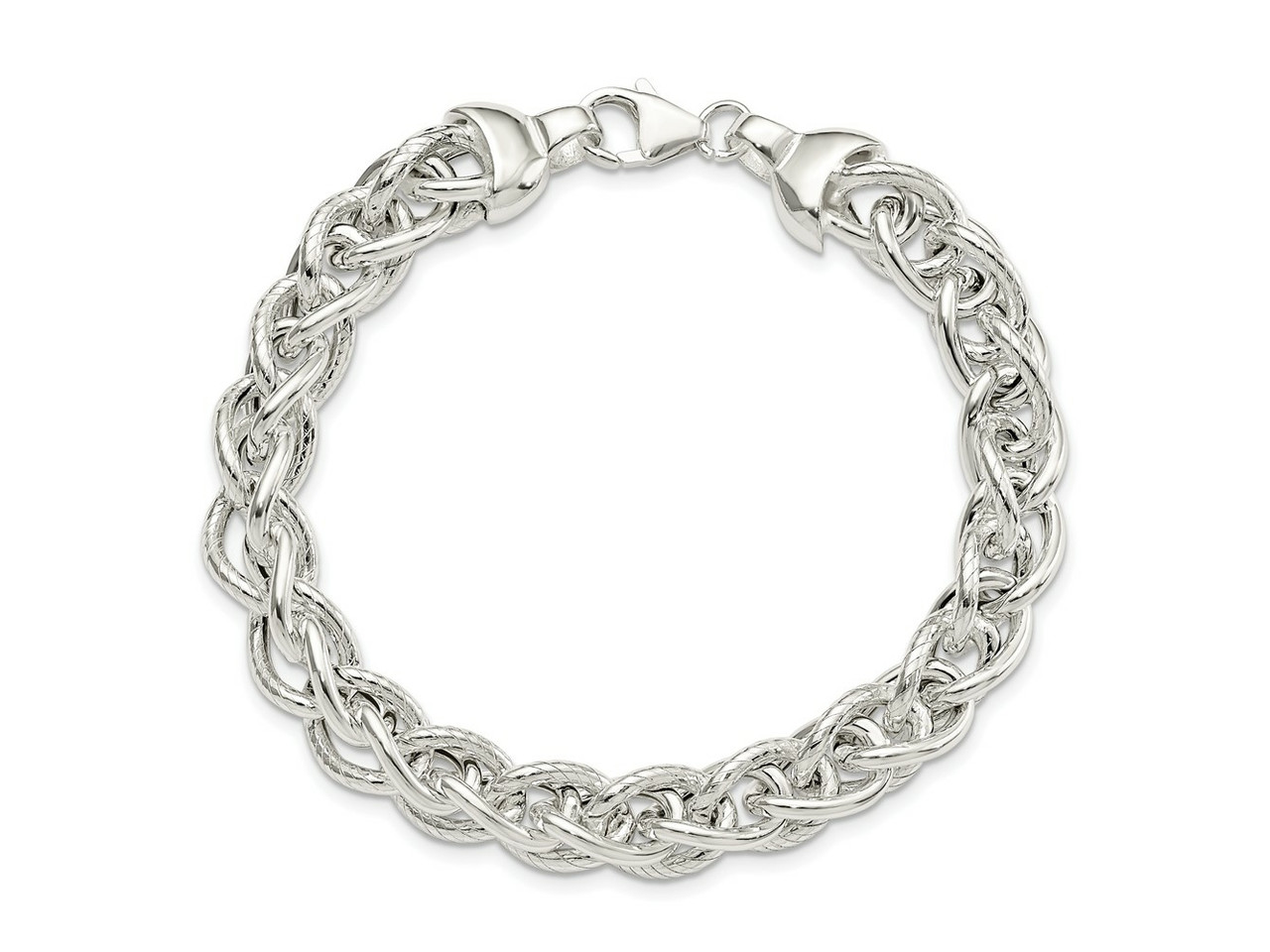 FJC Finejewelers Sterling Silver Spiga and Textured Fancy Oval