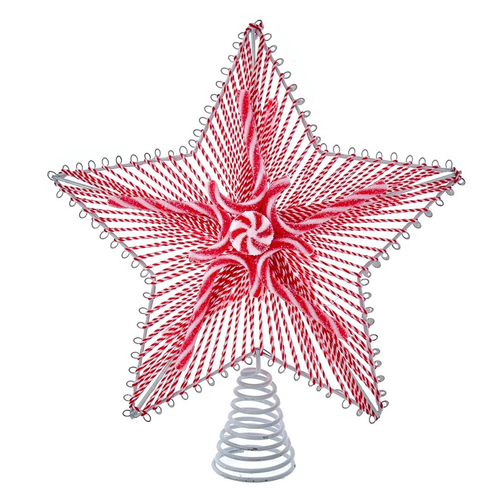 24" Red & White Peppermint Star Christmas Tree Topper, Unlit Christmas
