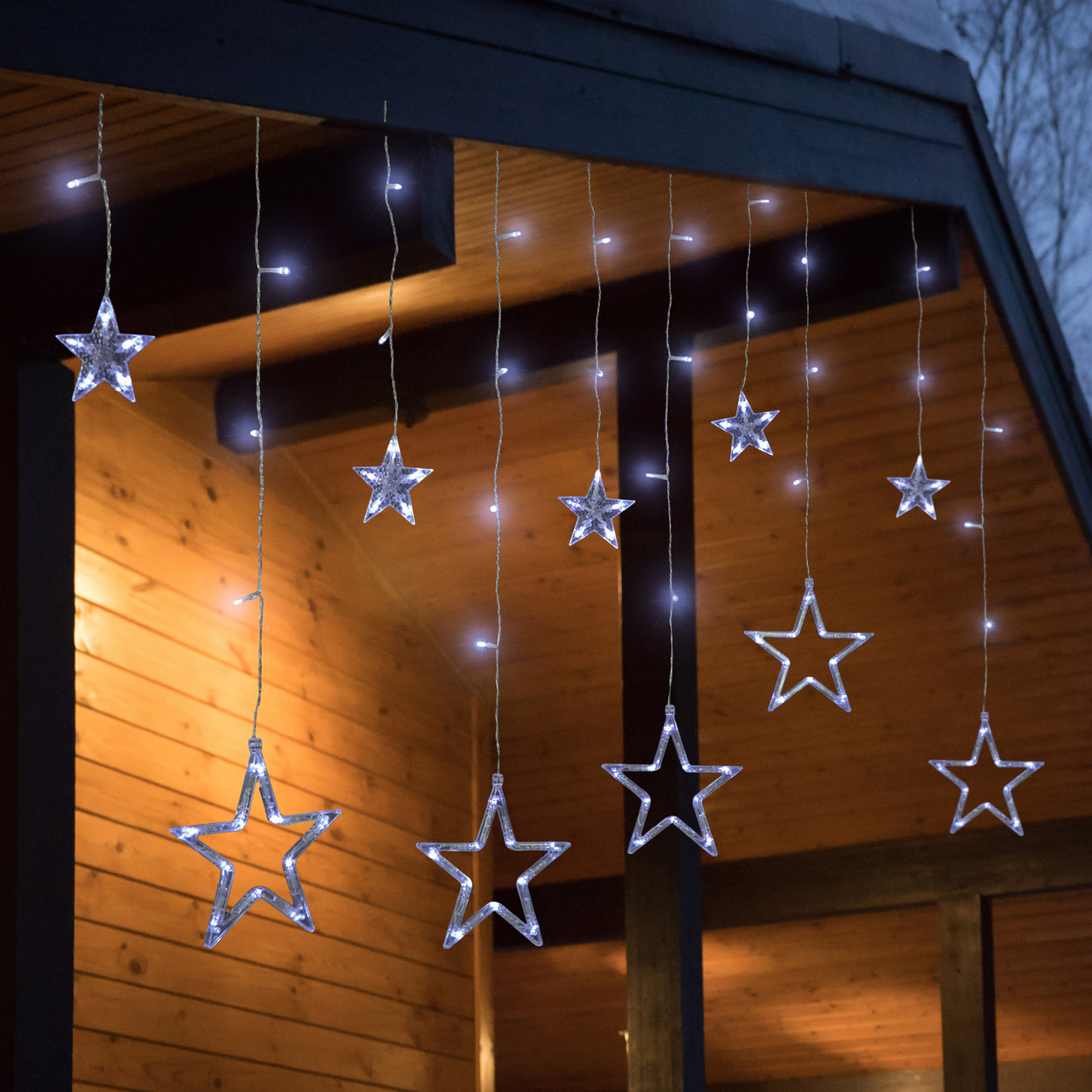 Christmas Stars Icicle Lights - 8.25' - Pure White LED Lights