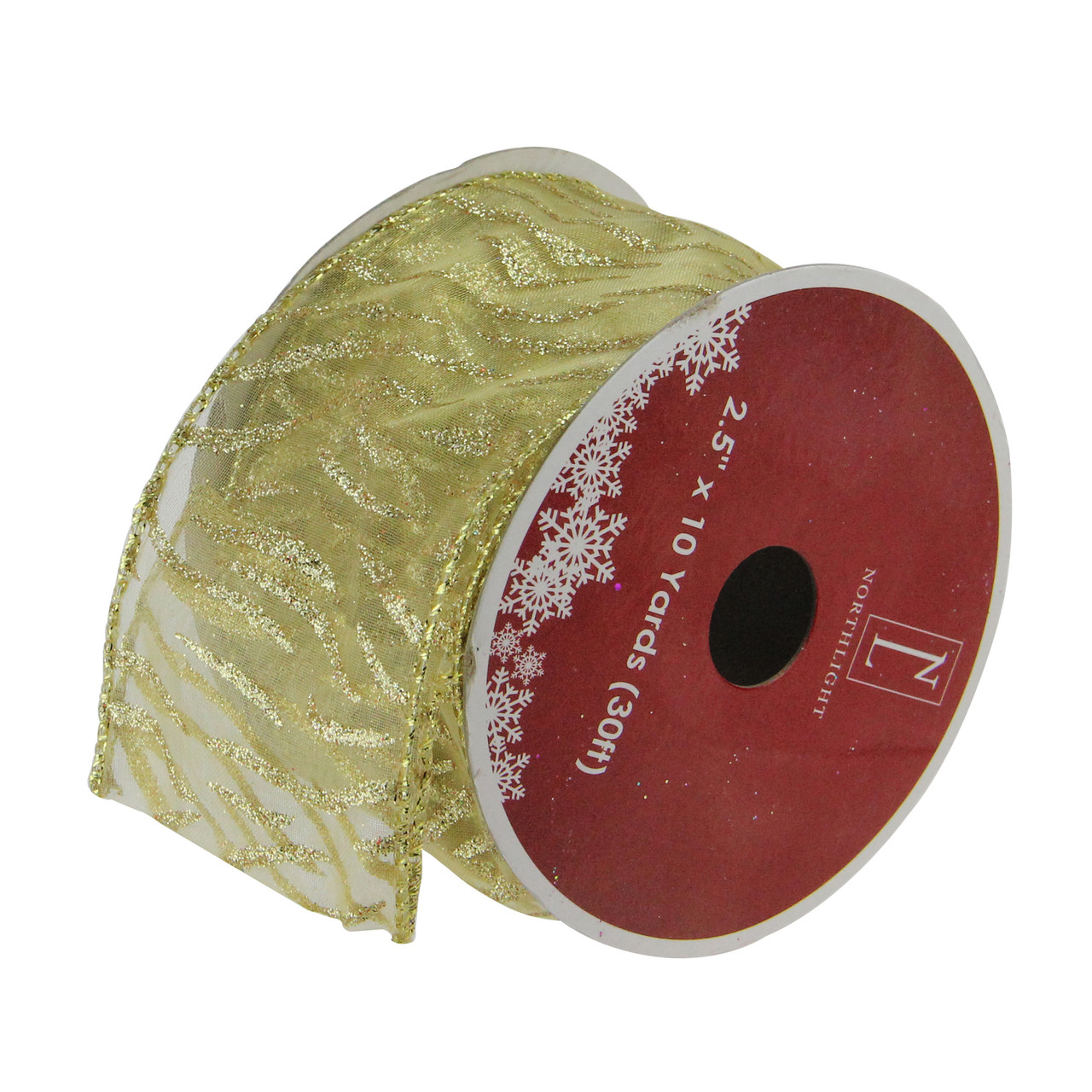 Northlight 2.5 x 120 Yards Star Christmas Wired Craft Ribbons, 12 pk. -  Red and Beige