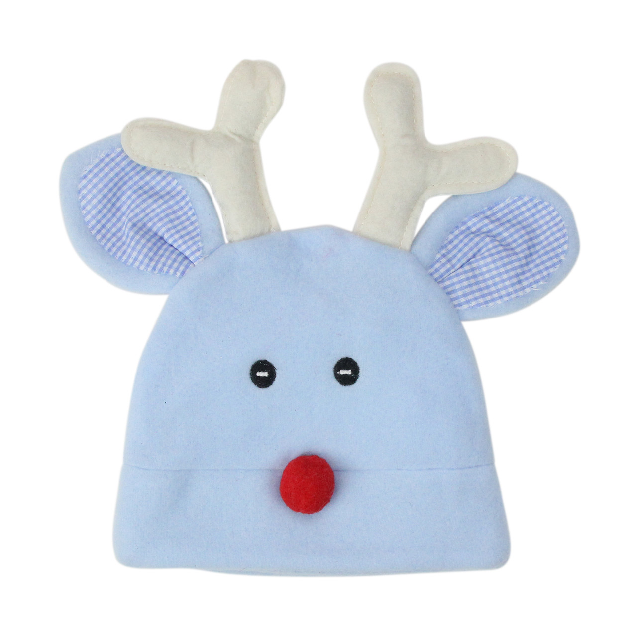 Blue  White Fleece Reindeer Face Infant Christmas Hat Costume Accessory  Christmas