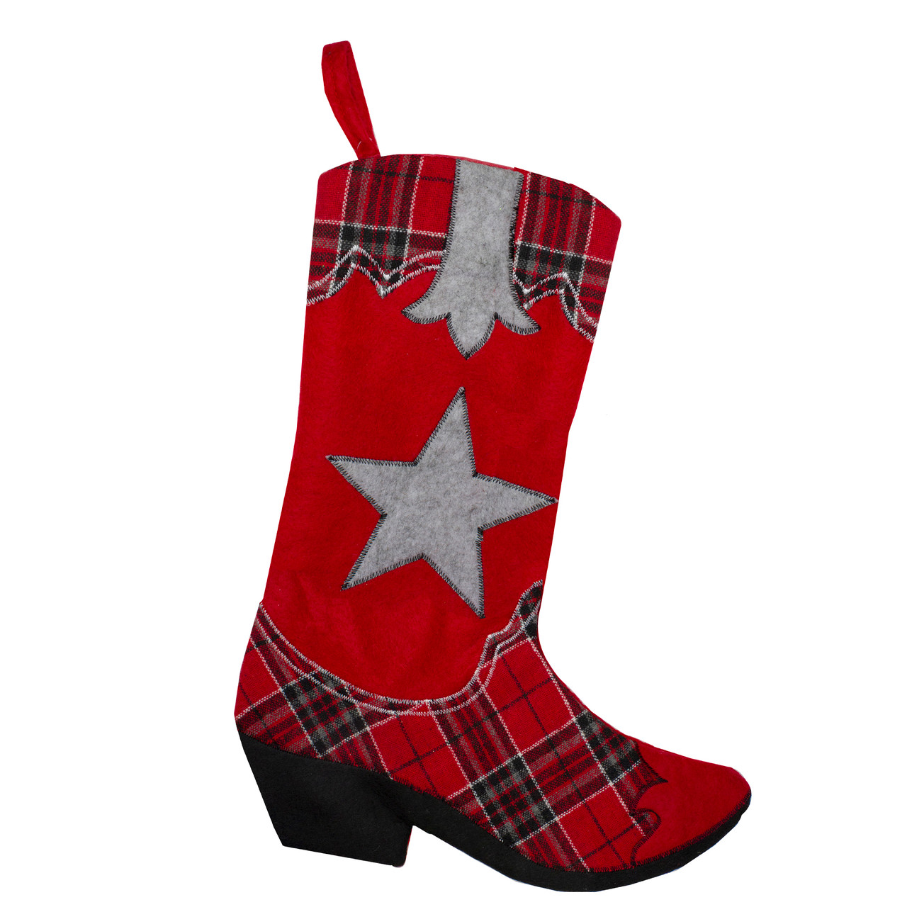 18.5 18-5-country-rustic-red-black-plaid-cowboy-boot-christmas-stocking-christmas