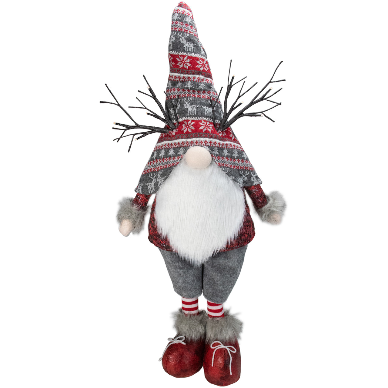 Gnome Christmas Decorations 2 PCS, Red Silver Sequin Hat Antlers