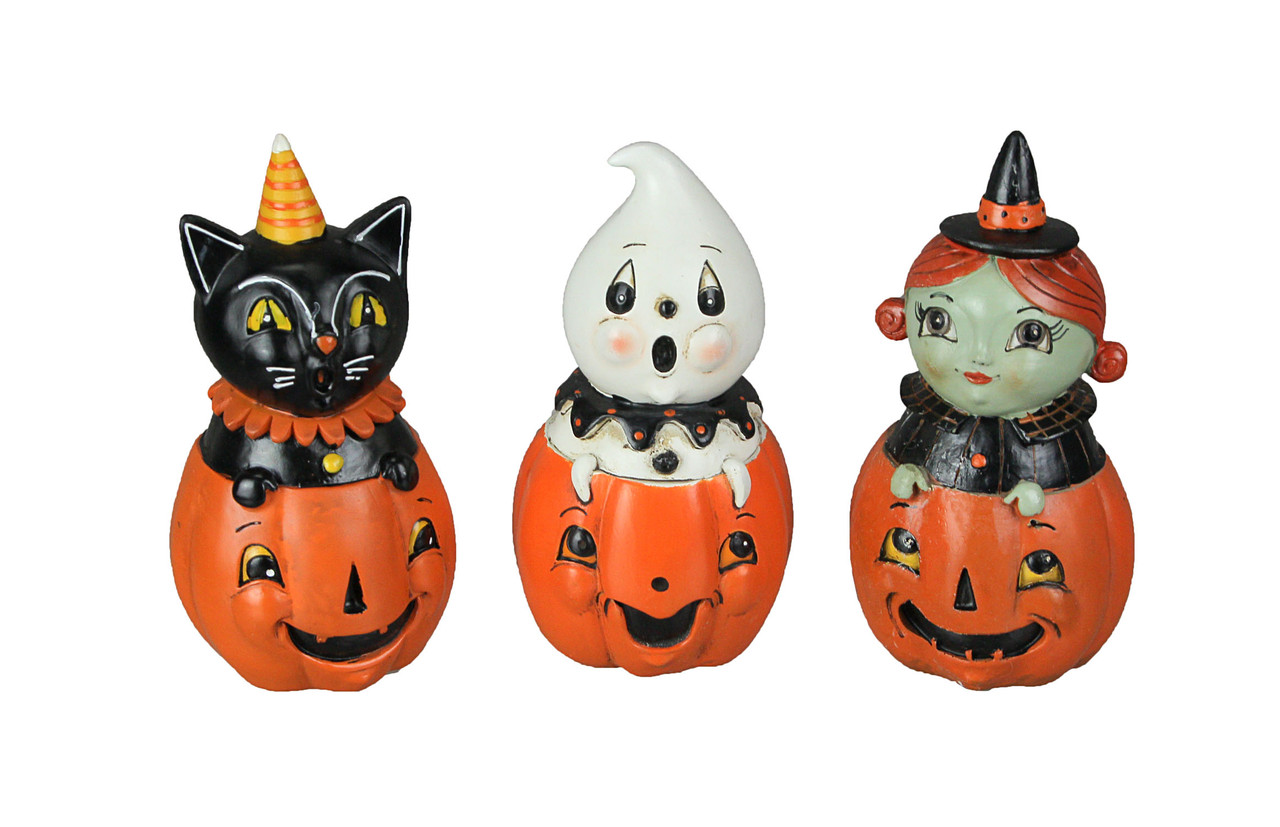 Set of Johanna Parker Design Vintage Look Peek-A-Boo Pumpkin