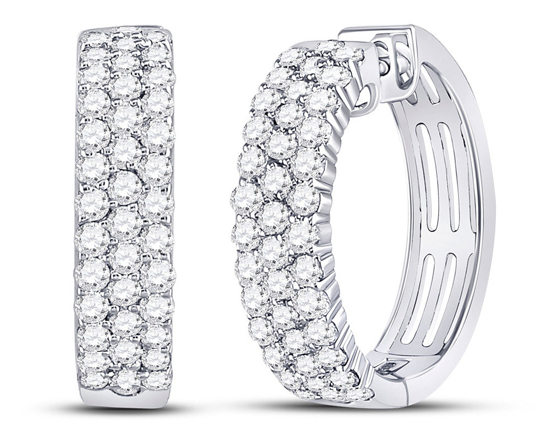 Carat (ctw I-J, I2-I3) Diamond Huggie Hoop Earrings in 10K