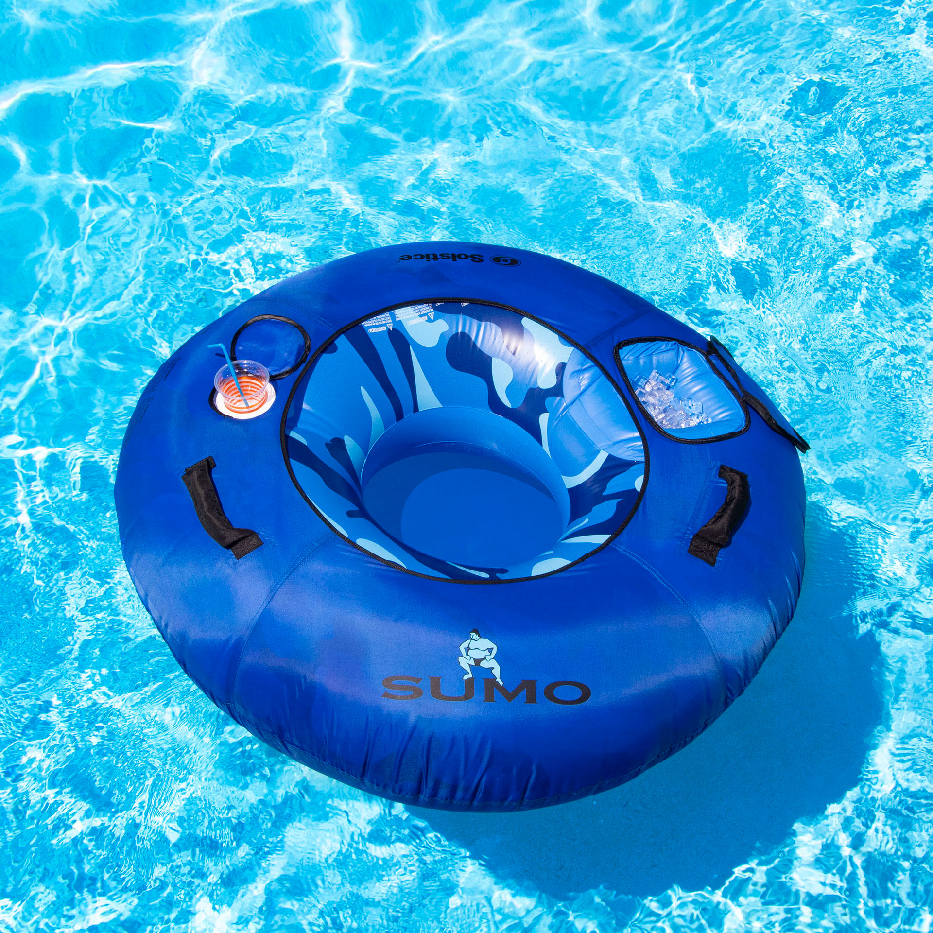 54-Inch Inflatable Blue Camouflage Swimming Pool Tube with Cup Holder ...