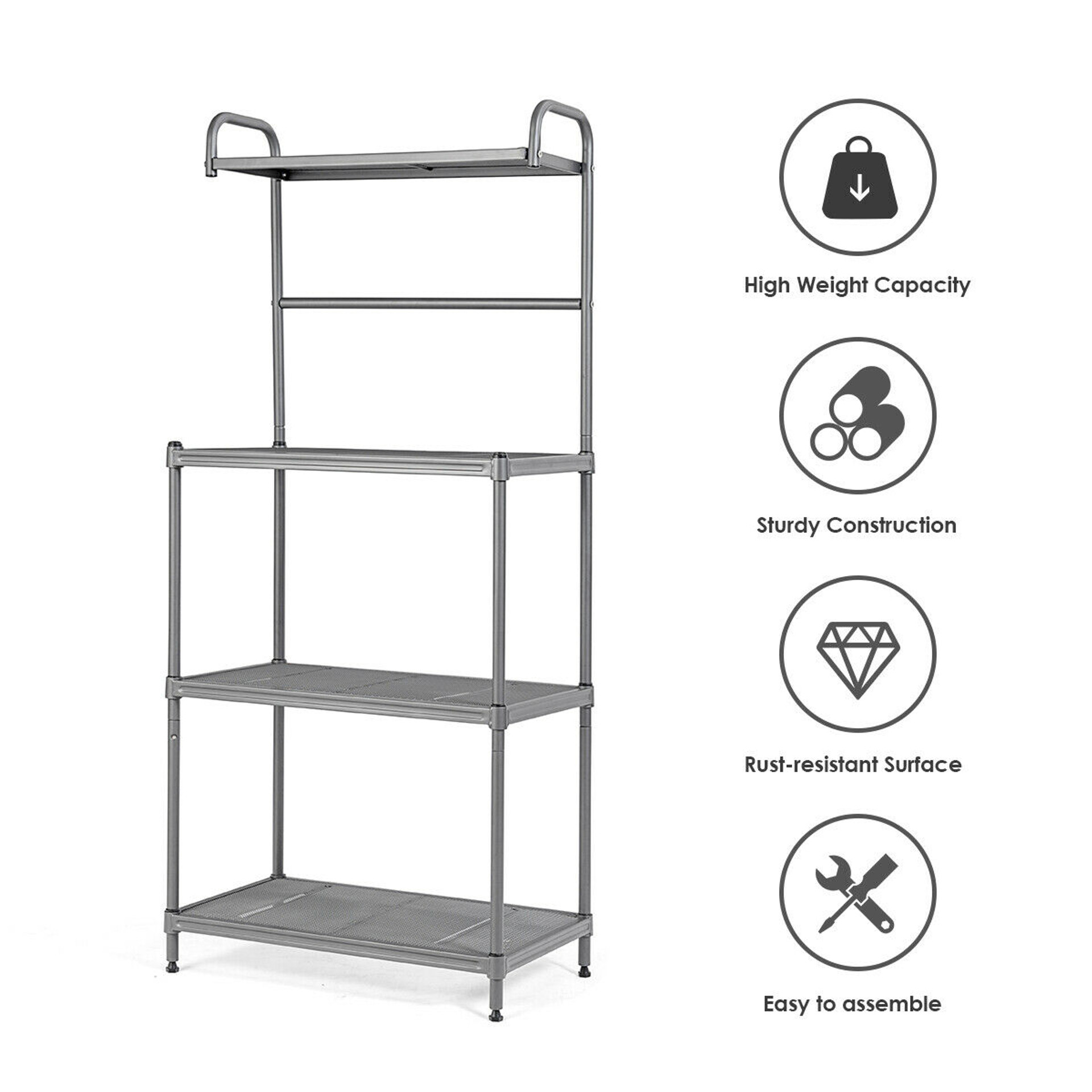 Costway 4Tier Baker's Rack Microwave Oven Stand Shelves Storage Rack
