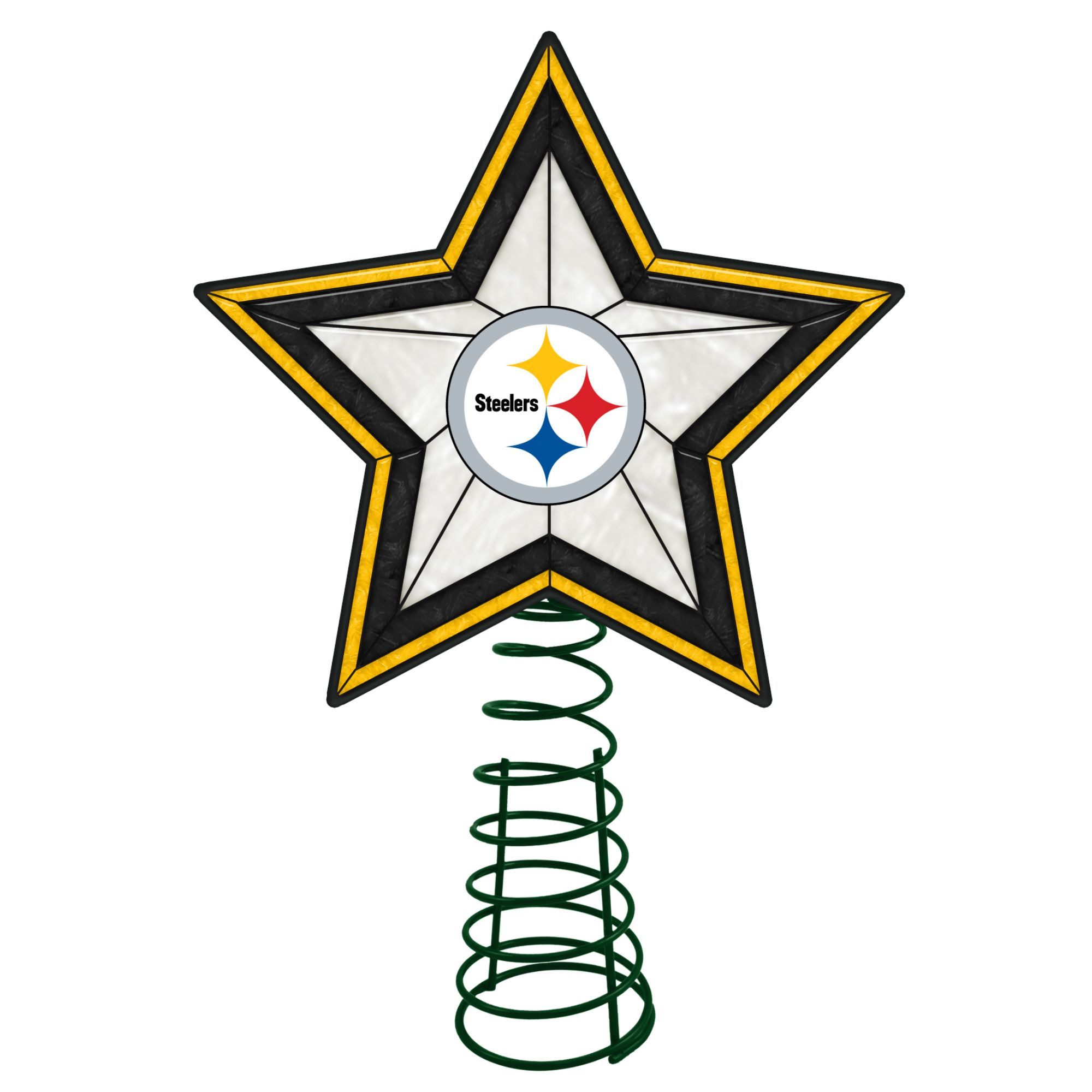 10" Lighted Yellow & White Star NFL Pittsburgh Steelers Christmas Tree