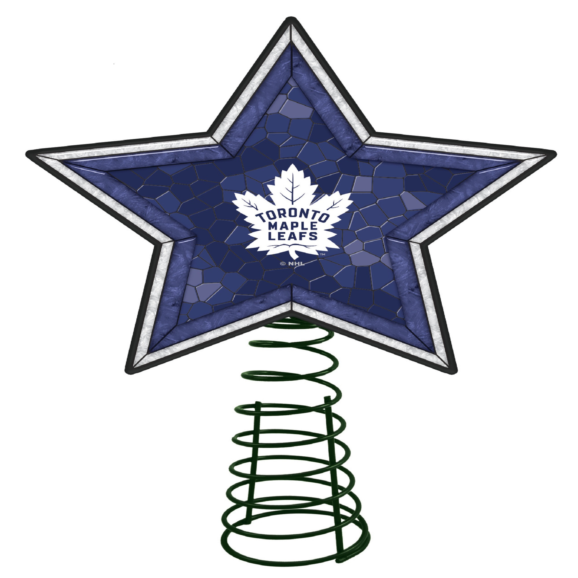 10" Lighted Blue & White Star NHL Toronto Maple Leafs Christmas Tree Topper Christmas