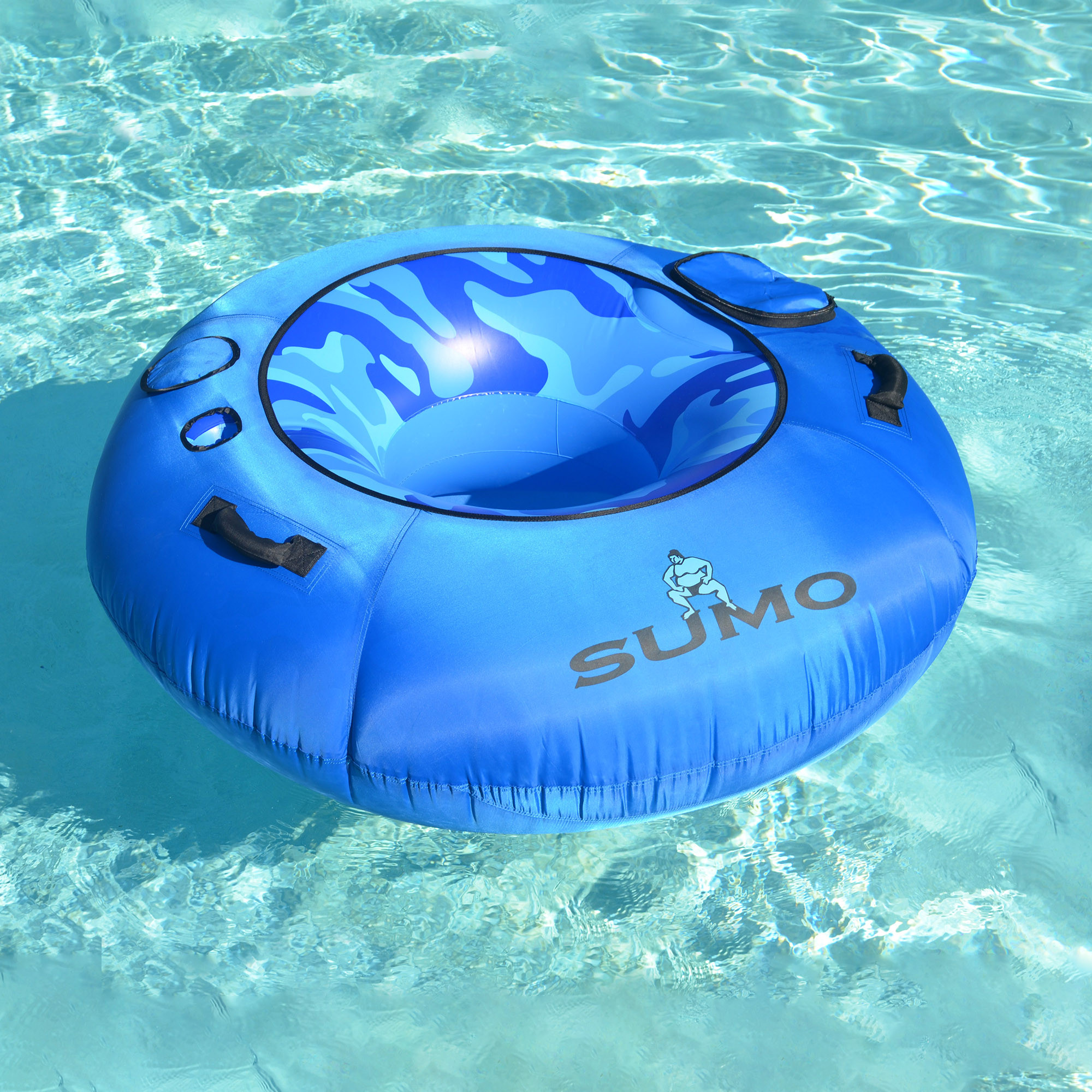 54-Inch Inflatable Blue Camouflage Swimming Pool Tube with Cup Holder ...