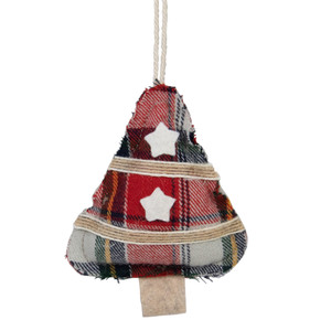 4" Plaid Christmas Tree Shaped Plush Ornament