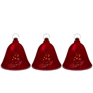 Musical Lighted Red Bells Christmas Decorations - 6.5" - Red - Set of 3