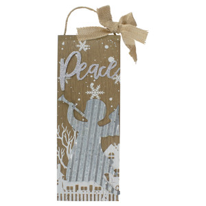 12.5" Galvanized Metal Angel and Peace Christmas Wall Decor