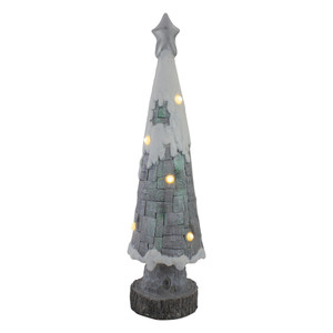 LED Lighted Snow Cap Christmas Tree with Star Topper - 29" - Gray and White
