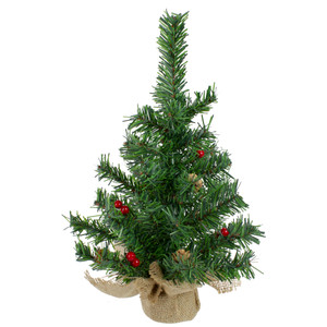 Potted Red Berries and Pine Cones Medium Artificial Christmas Tree – 16" - Unlit