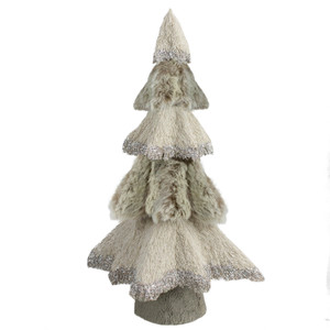 Sisal and Faux Fur Christmas Tree with Glitter - 20" - Gray