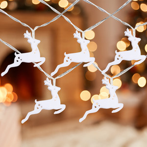 10-ct LED Warm White Reindeer Christmas Lights - 3' Clear Wire