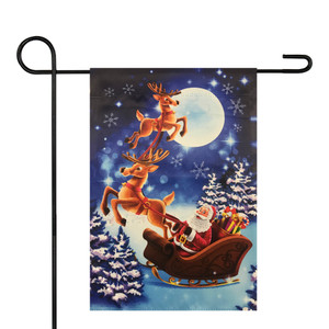 Santa and Reindeer Sleigh Ride Outdoor Garden Flag 12.5" x 18"