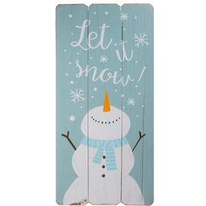 24" Wooden 'Let It Snow' Snowman Hanging Christmas Wall Sign