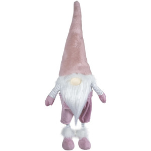 Bouncy Gnome Standing Christmas Figure Decoration - 20" - White and Pink