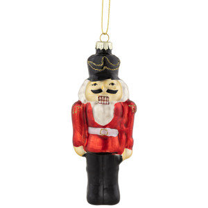 5" Nutcracker Soldier Glass Hanging Christmas Ornament