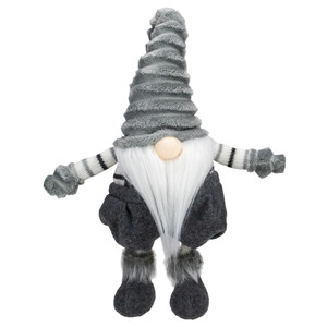 Bouncy Gnome Figure Christmas Decoration - 18" - Gray and White