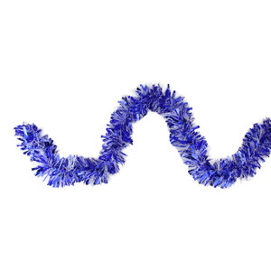 12' x 3" Shiny Blue and Snowblush Wide Cut Tinsel Christmas Garland - Unlit