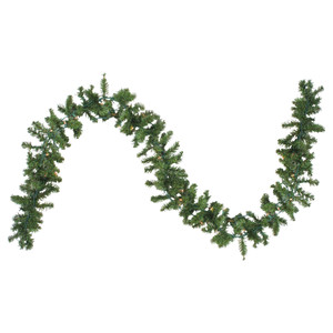 Pre-Lit Canadian Pine Artificial Christmas Garland - 9' x 8" - Clear Lights
