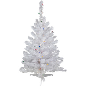 3' Pre-Lit Snow White Artificial Christmas Tree, Multi Lights