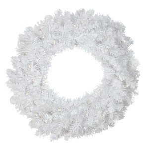 Pre-Lit Battery Operated White Pine Christmas Wreath - 24" -  LED Candlelight Lights