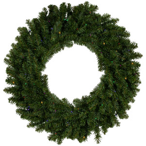Pre-Lit Battery Operated Canadian Pine Christmas Wreath - 30" - Multi-Color LED Lights
