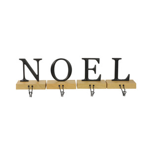 Metal Lettered "NOEL" Christmas Wooden Stocking Holders - 6" - Set of 4