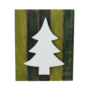 13" Wood Tree on Green Washed Pallet Inspired Frame Christmas Wall Hanging
