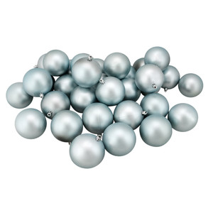 32ct Mermaid Blue Matte Shatterproof Christmas Ball Ornaments 3.25" (80mm)
