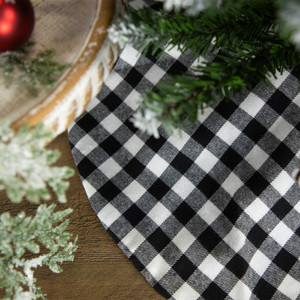 20" White and Black Buffalo Plaid Mini Christmas Tree Skirt