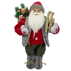 18" Standing Santa Christmas Figure Carrying Presents and a Sled