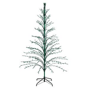 Pre-Lit Green Cascade Twig Tree Outdoor Christmas Decoration - 6' - Green Lights
